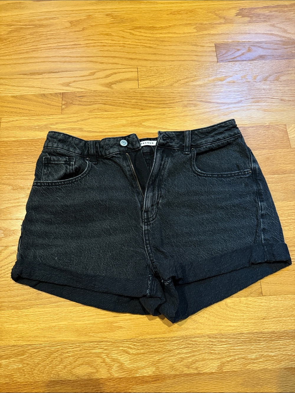 PacSun Black Cuffed Denim Mom Shorts